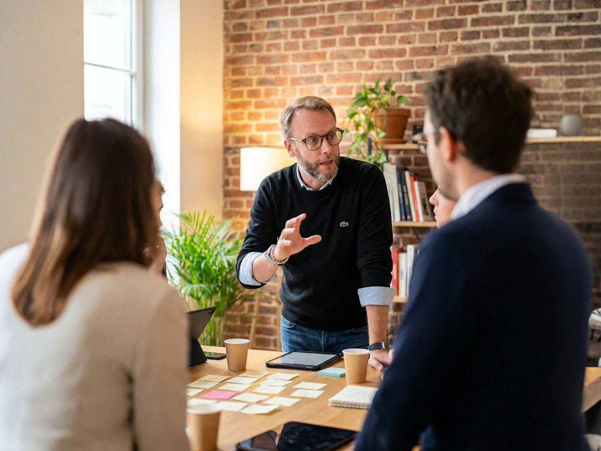 Post-its et diagrammes de travail collaboratif